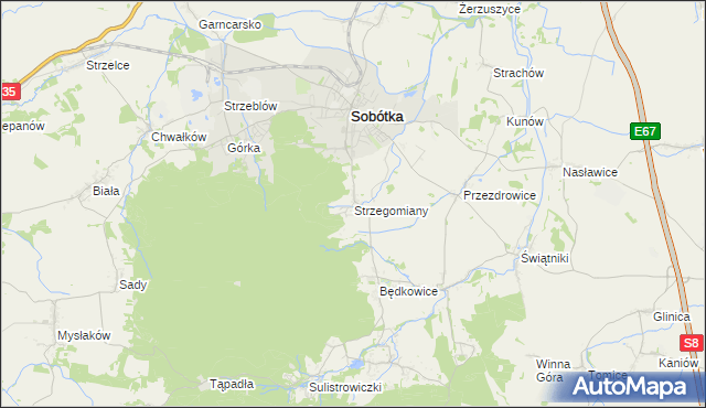 mapa Strzegomiany, Strzegomiany na mapie Targeo