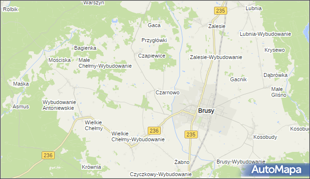 mapa Czarnowo gmina Brusy, Czarnowo gmina Brusy na mapie Targeo