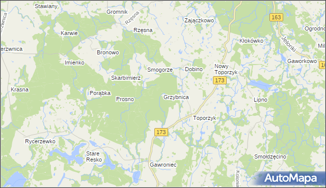 mapa Grzybnica gmina Połczyn-Zdrój, Grzybnica gmina Połczyn-Zdrój na mapie Targeo