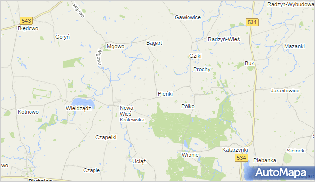 mapa Pieńki gmina Płużnica, Pieńki gmina Płużnica na mapie Targeo