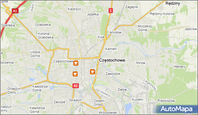 mapa Częstochowy, Częstochowa na mapie Targeo