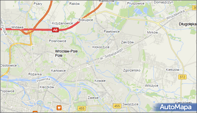 mapa Psie Pole gmina Wrocław, Psie Pole gmina Wrocław na mapie Targeo