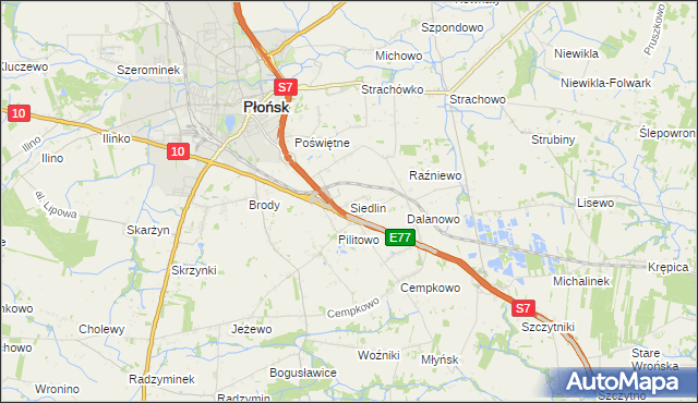 mapa Siedlin, Siedlin na mapie Targeo