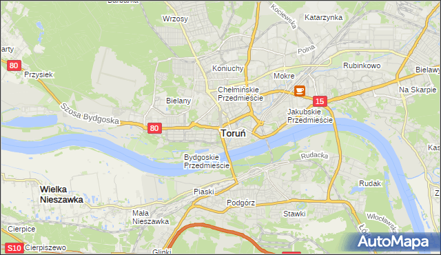 mapa Torunia, Toruń na mapie Targeo
