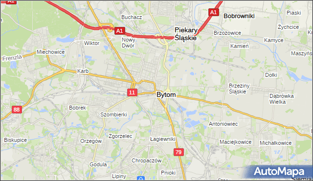 mapa Bytomia, Bytom na mapie Targeo