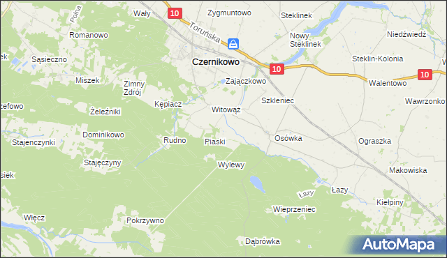 mapa Jaźwiny gmina Czernikowo, Jaźwiny gmina Czernikowo na mapie Targeo