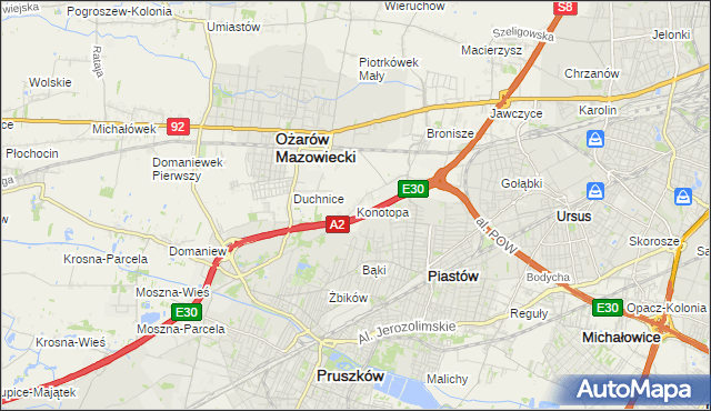 mapa Konotopa gmina Ożarów Mazowiecki, Konotopa gmina Ożarów Mazowiecki na mapie Targeo
