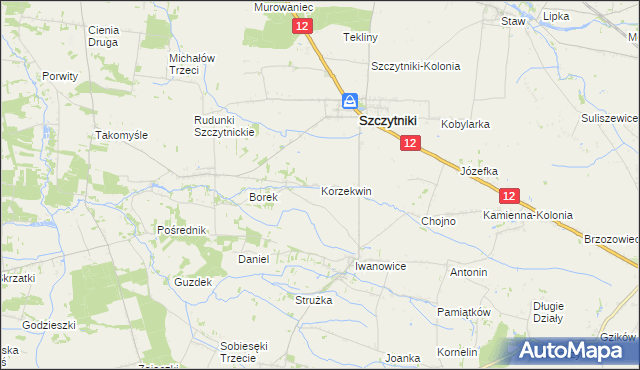 mapa Korzekwin, Korzekwin na mapie Targeo