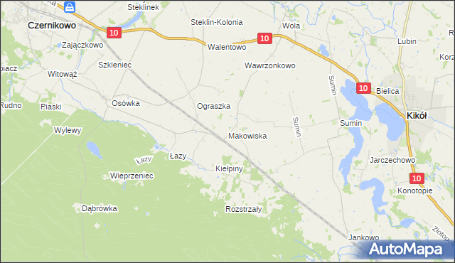 mapa Makowiska gmina Czernikowo, Makowiska gmina Czernikowo na mapie Targeo