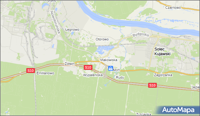 mapa Makowiska gmina Solec Kujawski, Makowiska gmina Solec Kujawski na mapie Targeo
