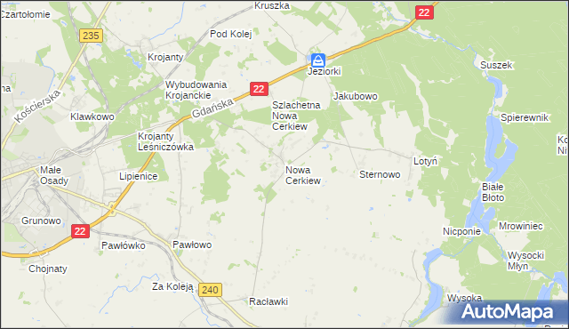 mapa Nowa Cerkiew gmina Chojnice, Nowa Cerkiew gmina Chojnice na mapie Targeo