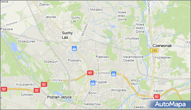 mapa Piątkowo gmina Poznań, Piątkowo gmina Poznań na mapie Targeo