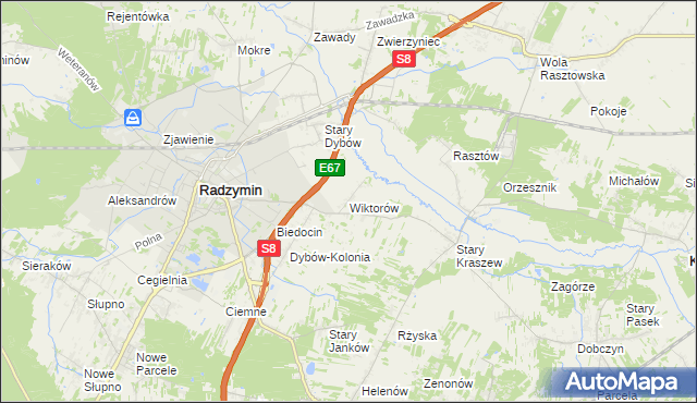 mapa Wiktorów gmina Radzymin, Wiktorów gmina Radzymin na mapie Targeo