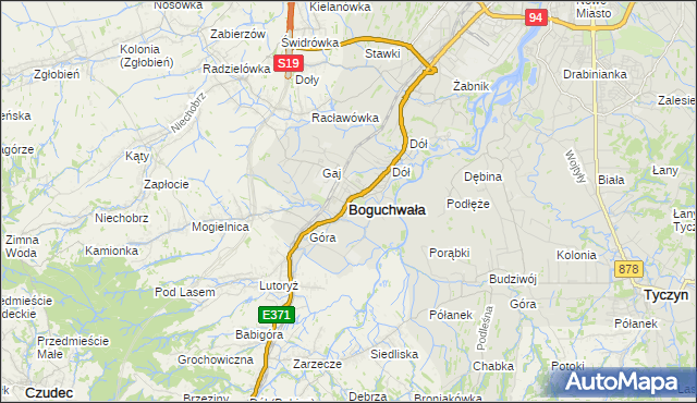 mapa Boguchwała powiat rzeszowski, Boguchwała powiat rzeszowski na mapie Targeo