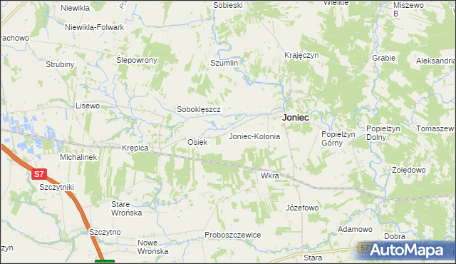 mapa Joniec-Kolonia, Joniec-Kolonia na mapie Targeo