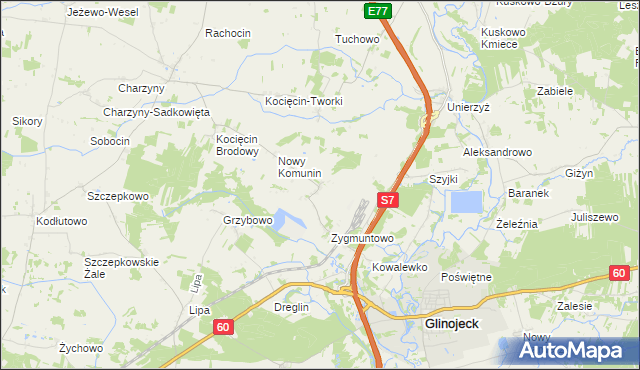 mapa Stary Komunin, Stary Komunin na mapie Targeo