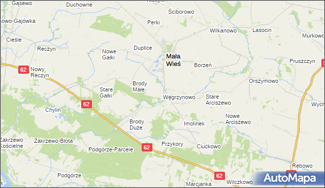 mapa Węgrzynowo gmina Mała Wieś, Węgrzynowo gmina Mała Wieś na mapie Targeo