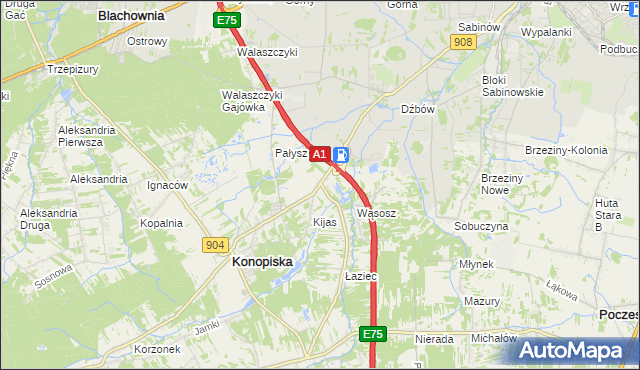 mapa Wygoda gmina Konopiska, Wygoda gmina Konopiska na mapie Targeo