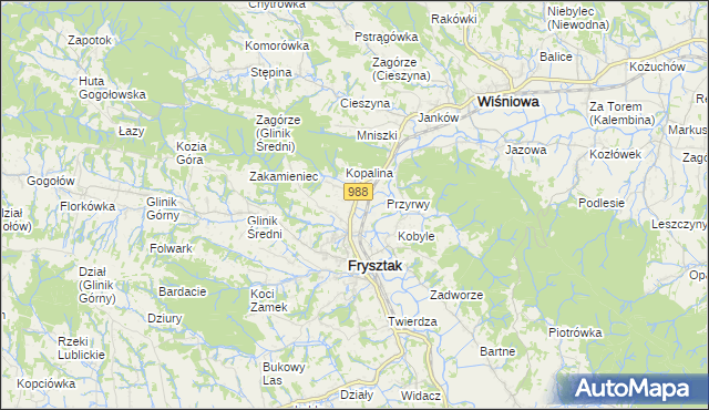 mapa Pułanki gmina Frysztak, Pułanki gmina Frysztak na mapie Targeo