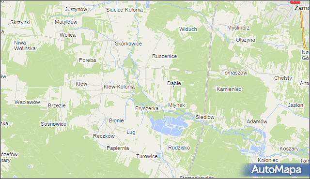 mapa Ławki gmina Żarnów, Ławki gmina Żarnów na mapie Targeo