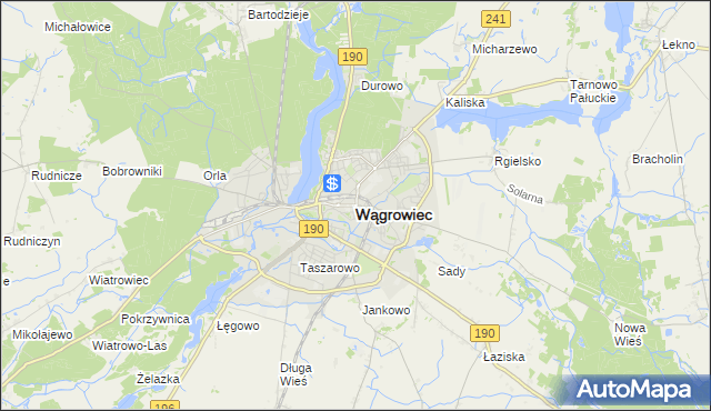 mapa Wągrowiec, Wągrowiec na mapie Targeo