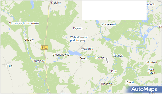 mapa Wąpiersk, Wąpiersk na mapie Targeo