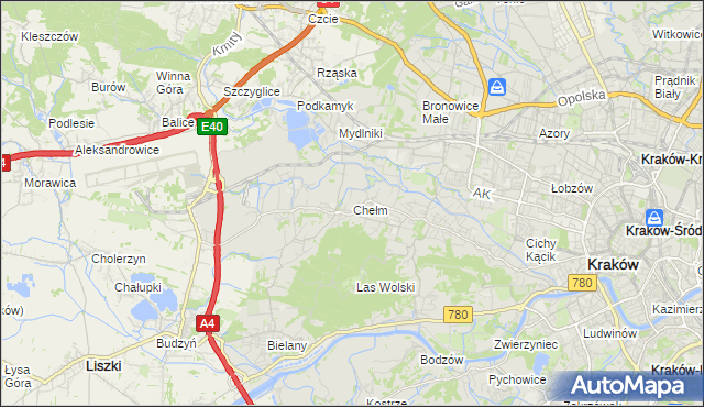 mapa Chełm gmina Kraków, Chełm gmina Kraków na mapie Targeo
