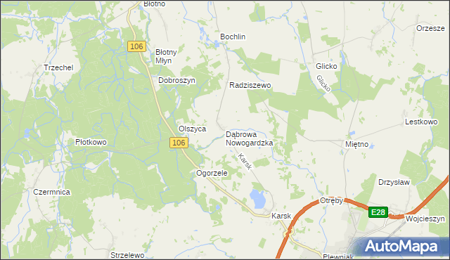 mapa Dąbrowa Nowogardzka, Dąbrowa Nowogardzka na mapie Targeo