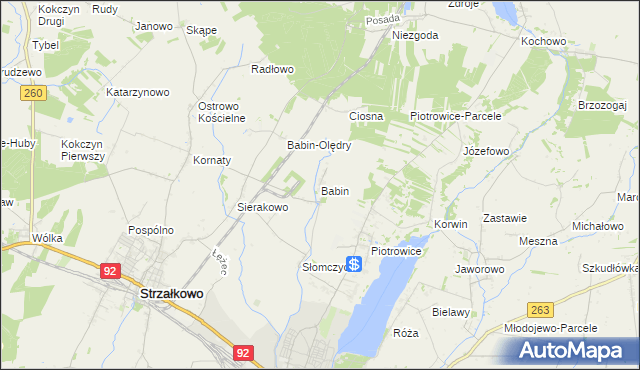 mapa Babin gmina Strzałkowo, Babin gmina Strzałkowo na mapie Targeo