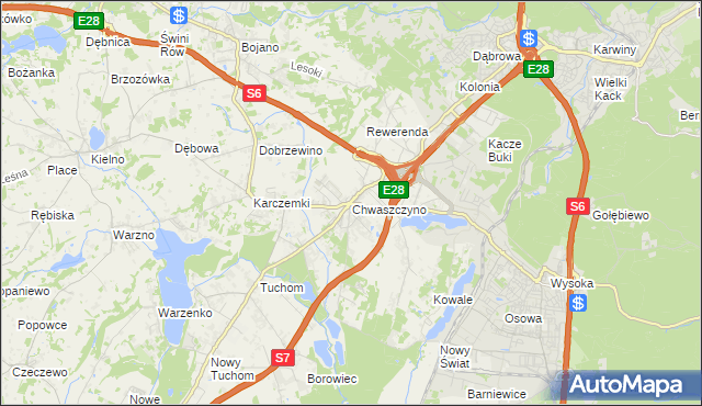 mapa Chwaszczyno, Chwaszczyno na mapie Targeo