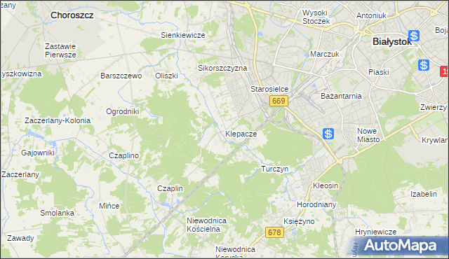 mapa Klepacze gmina Choroszcz, Klepacze gmina Choroszcz na mapie Targeo