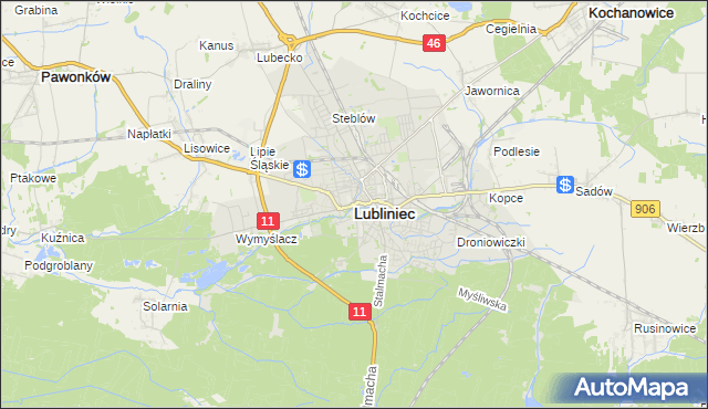 mapa Lubliniec, Lubliniec na mapie Targeo