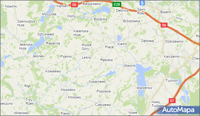 mapa Rębiska gmina Szemud, Rębiska gmina Szemud na mapie Targeo