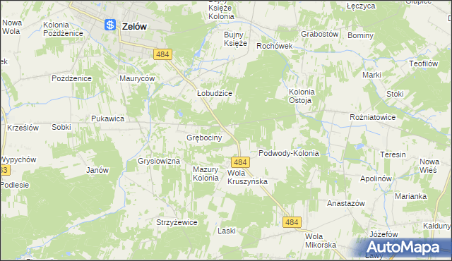 mapa Wygoda gmina Bełchatów, Wygoda gmina Bełchatów na mapie Targeo