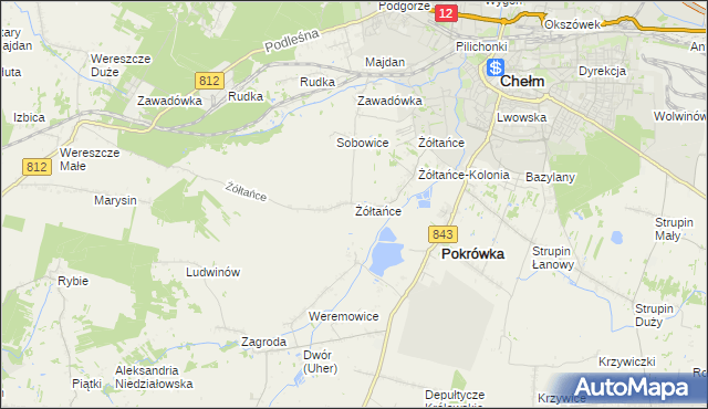 mapa Żółtańce, Żółtańce na mapie Targeo