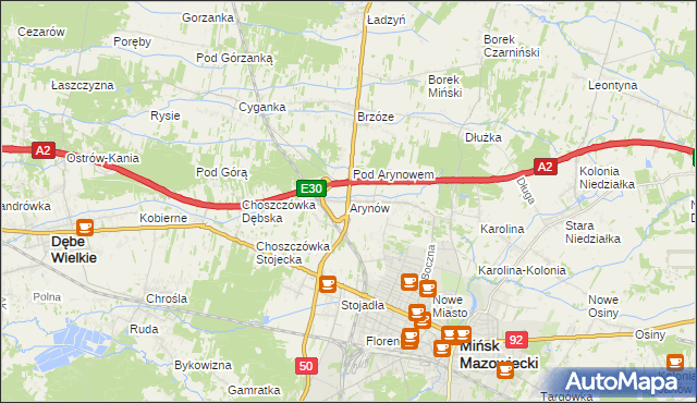 mapa Arynów, Arynów na mapie Targeo