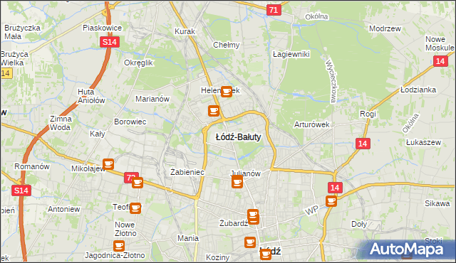 mapa Bałuty gmina Łódź, Bałuty gmina Łódź na mapie Targeo