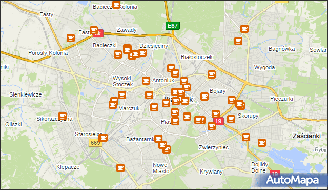 mapa Białegostoku, Białystok na mapie Targeo
