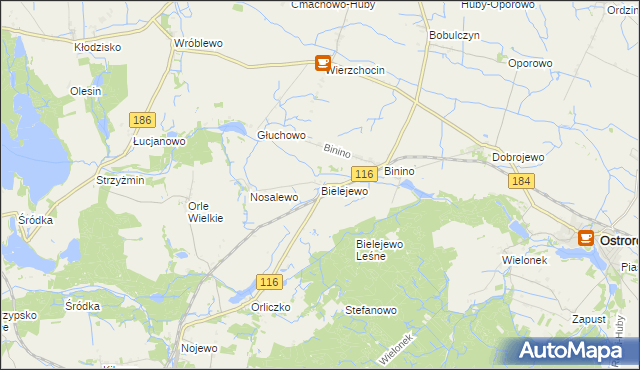 mapa Bielejewo gmina Ostroróg, Bielejewo gmina Ostroróg na mapie Targeo
