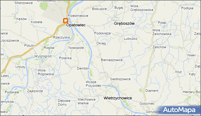 mapa Bieniaszowice, Bieniaszowice na mapie Targeo