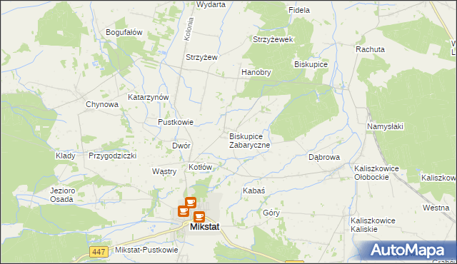mapa Biskupice Zabaryczne, Biskupice Zabaryczne na mapie Targeo