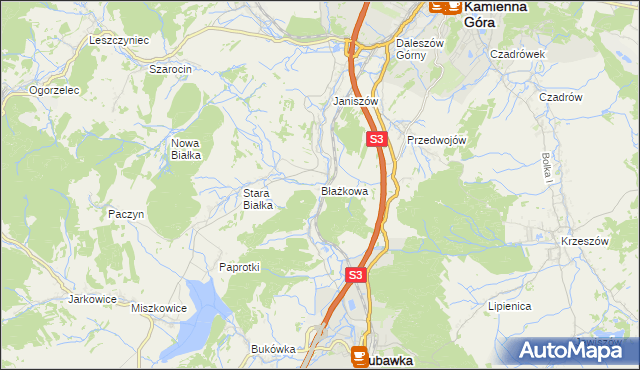 mapa Błażkowa gmina Lubawka, Błażkowa gmina Lubawka na mapie Targeo