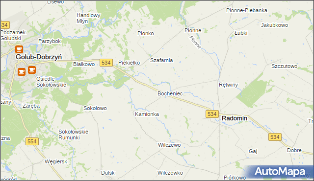 mapa Bocheniec gmina Radomin, Bocheniec gmina Radomin na mapie Targeo