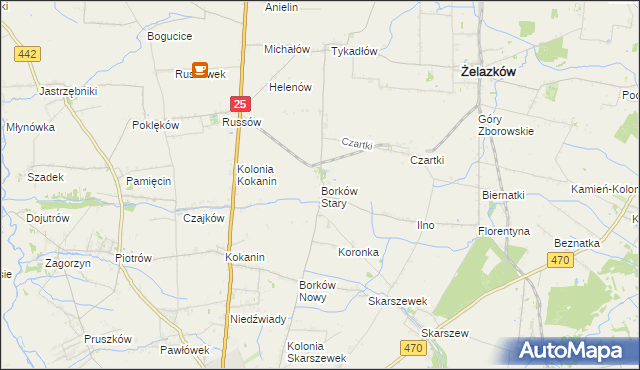 mapa Borków Stary, Borków Stary na mapie Targeo