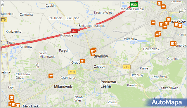 mapa Brwinów, Brwinów na mapie Targeo