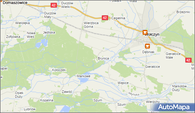 mapa Brynica gmina Wołczyn, Brynica gmina Wołczyn na mapie Targeo