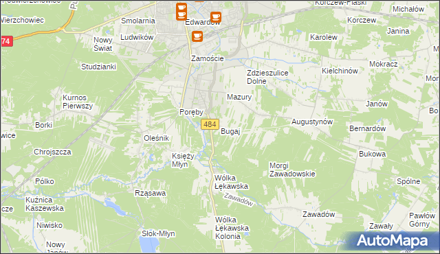 mapa Bugaj gmina Bełchatów, Bugaj gmina Bełchatów na mapie Targeo