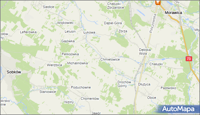 mapa Chmielowice, Chmielowice na mapie Targeo