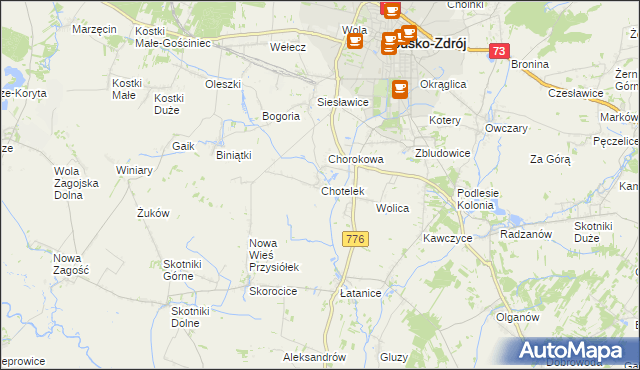 mapa Chotelek, Chotelek na mapie Targeo