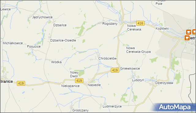 mapa Chróścielów, Chróścielów na mapie Targeo